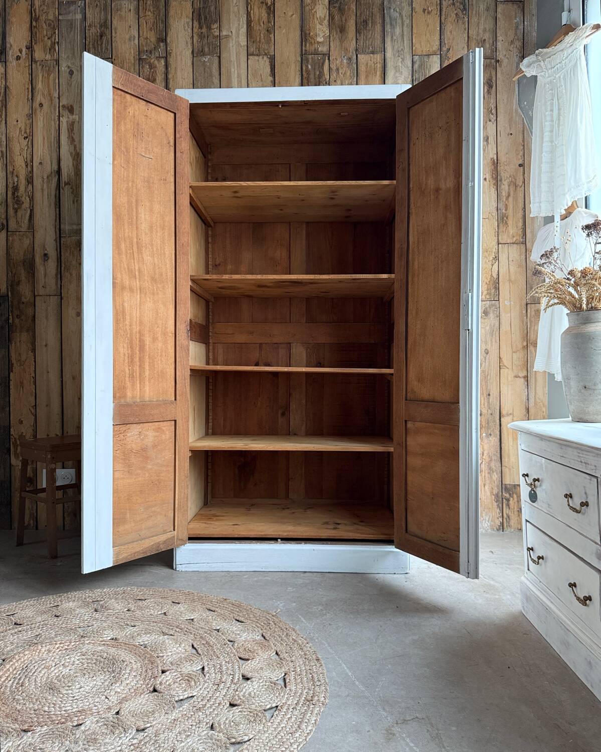 Parisian wardrobe with white patina