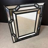 Miroir à parecloses laqué noir – Deknudt – Belgique, vers 1980