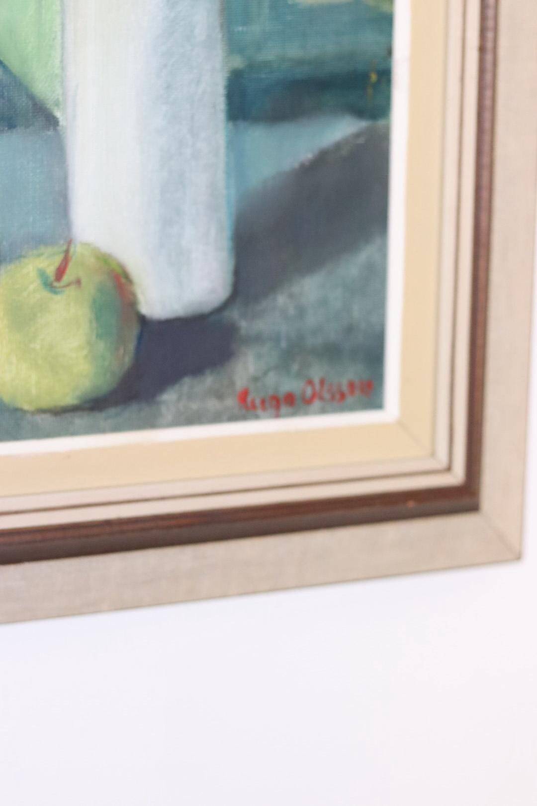 1970's Large Swedish Mid-Century Oil On Board Painting" Still life Tulips " by Hugo Olsson