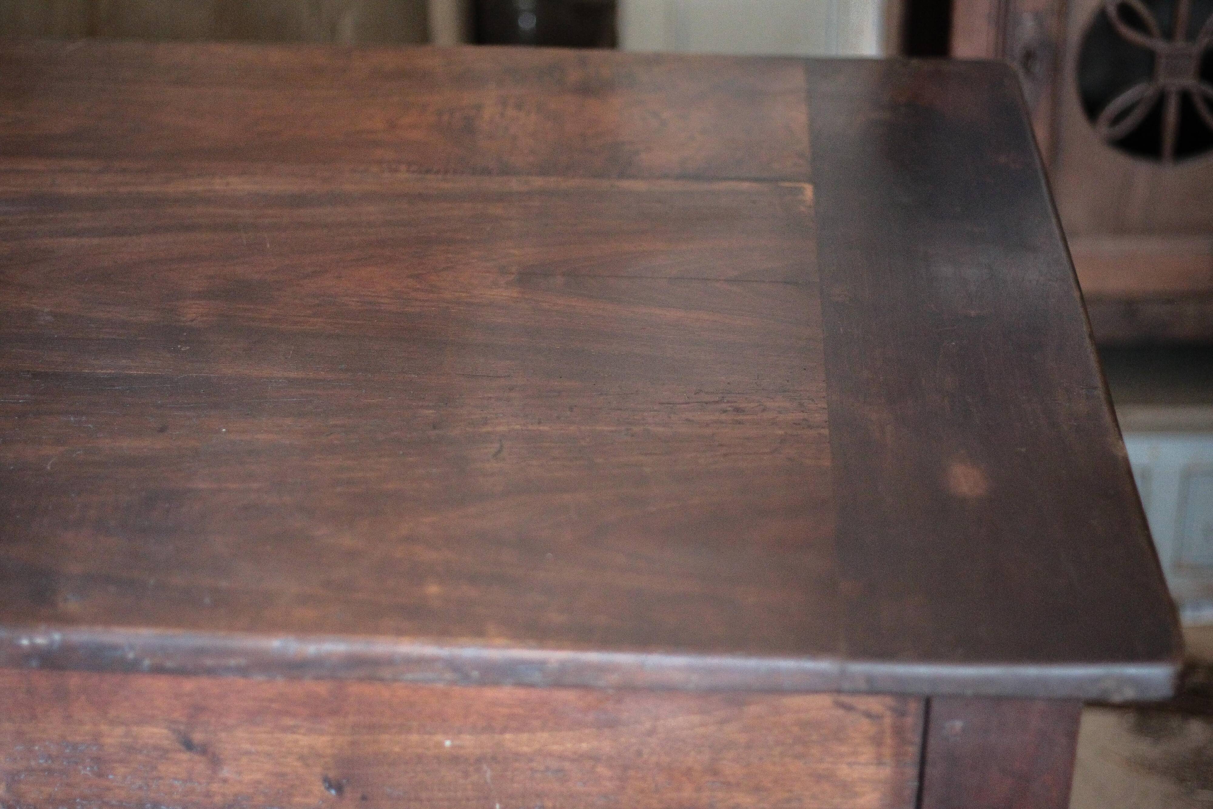 Farmhouse table and two benches, antique wooden farmhouse table, living room furniture, country style, chalet style, decor