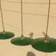 Three Suspensions enamelled sheet green and white golden threads brass socket