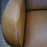 Beautiful pair of very comfortable vintage 1960-70 armchairs in brown skai