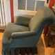 Napoleon III toad armchair, upholstered in fir green velvet, antique