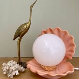 Vintage pink ceramic shell lamp