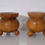 Pair of Swedish wooden candlesticks from the 1970s.