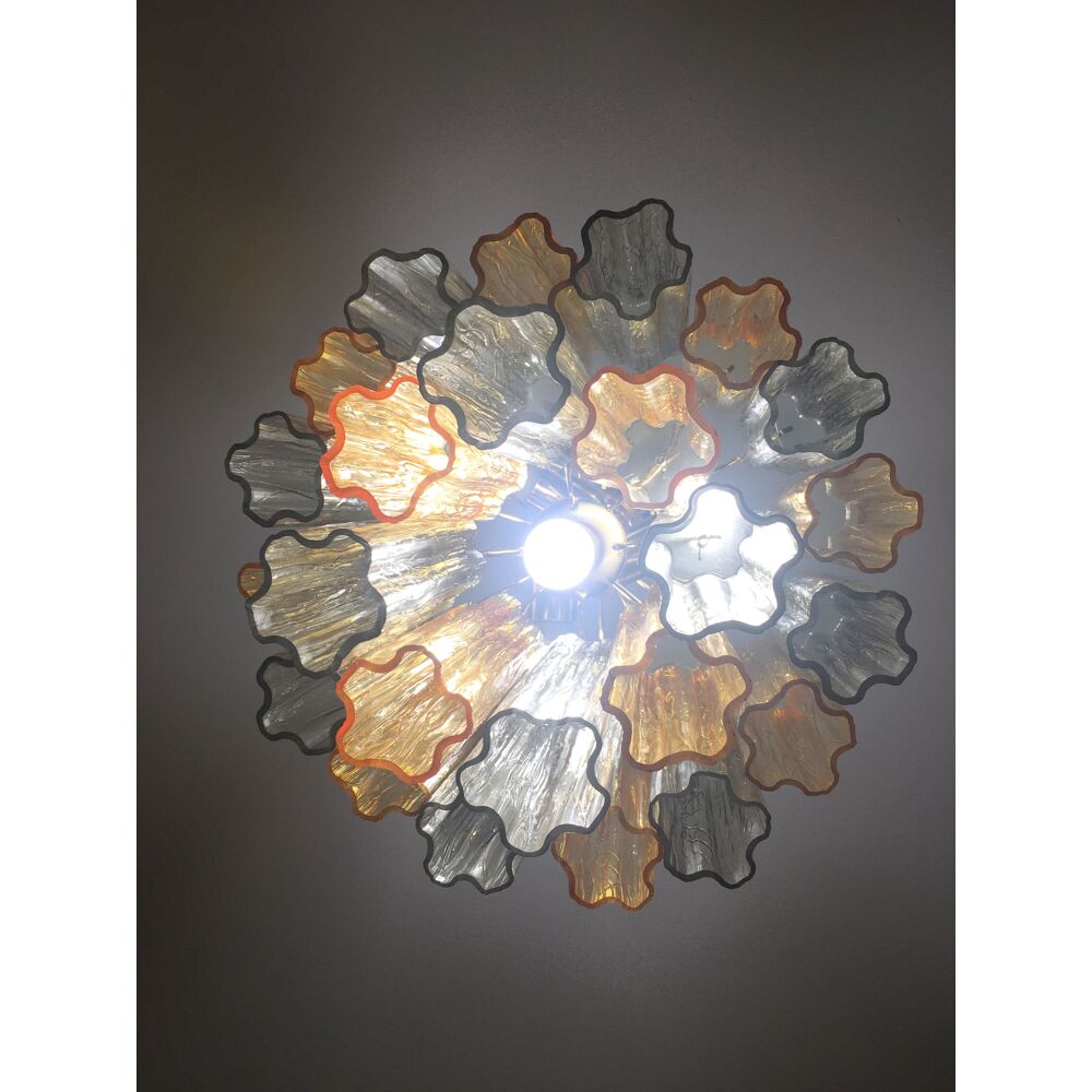Fume’ and ambra “tronchi” murano glass chandelier d50