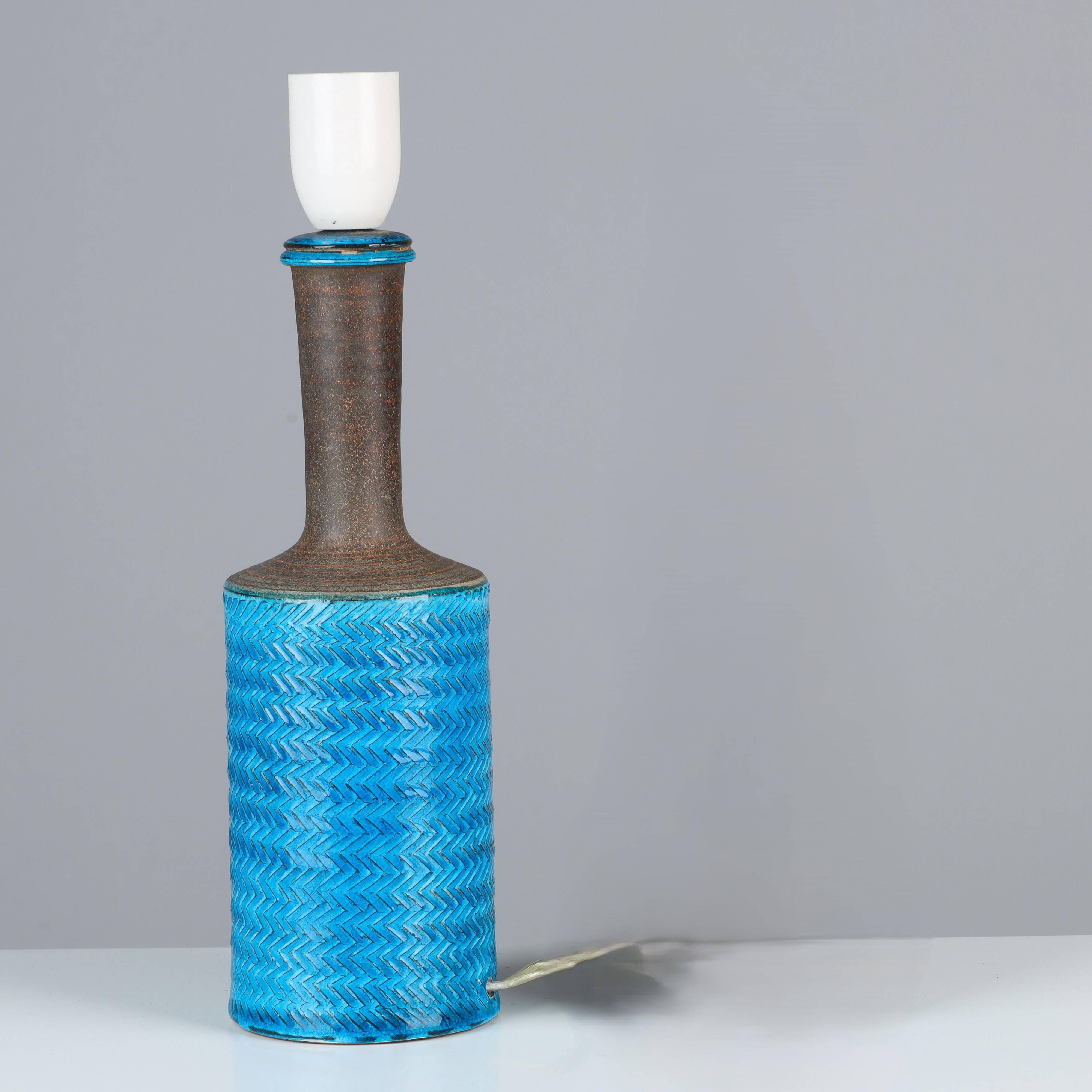 Nils Kahler ceramic table lamp by Herman A. Kähler, Denmark, 1960 signed