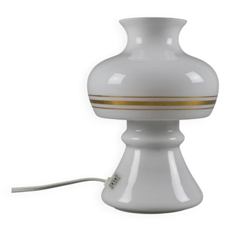 Lampe champignon en verre opalin Flygsfors Orrefors, Suède années 1970