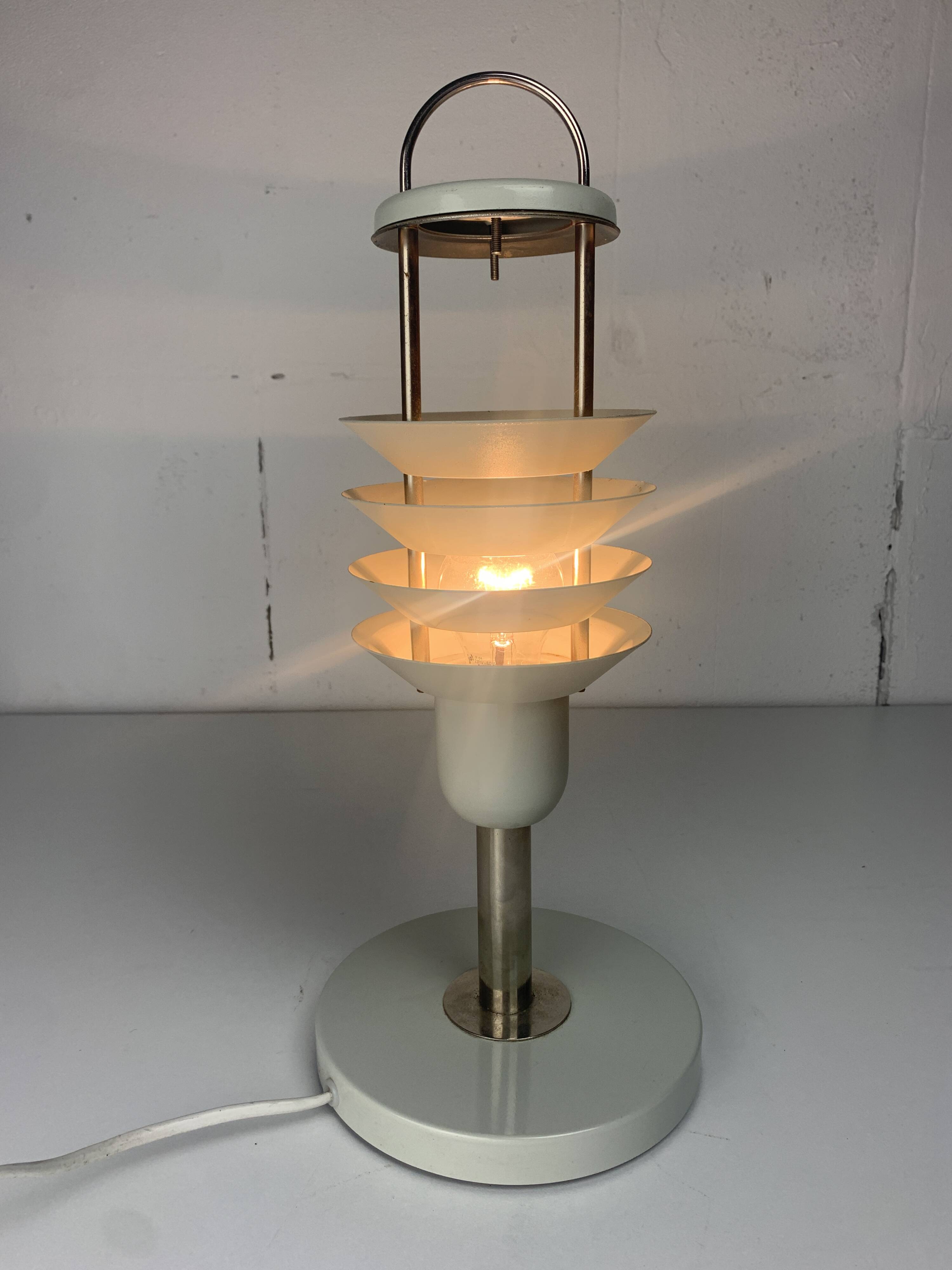Pair danish scandinavian space age architectural table lamps