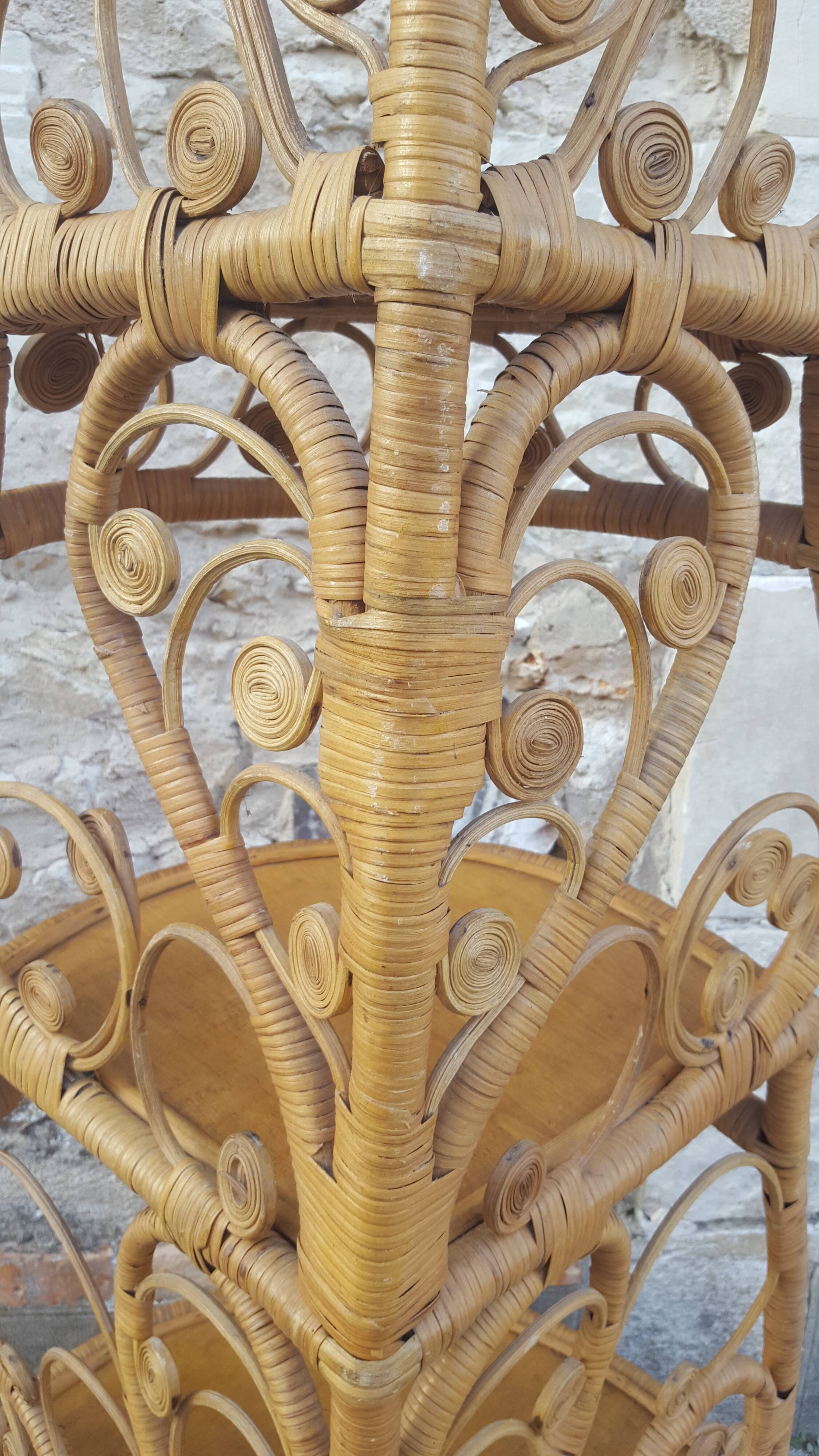 Vintage rattan notch shelf