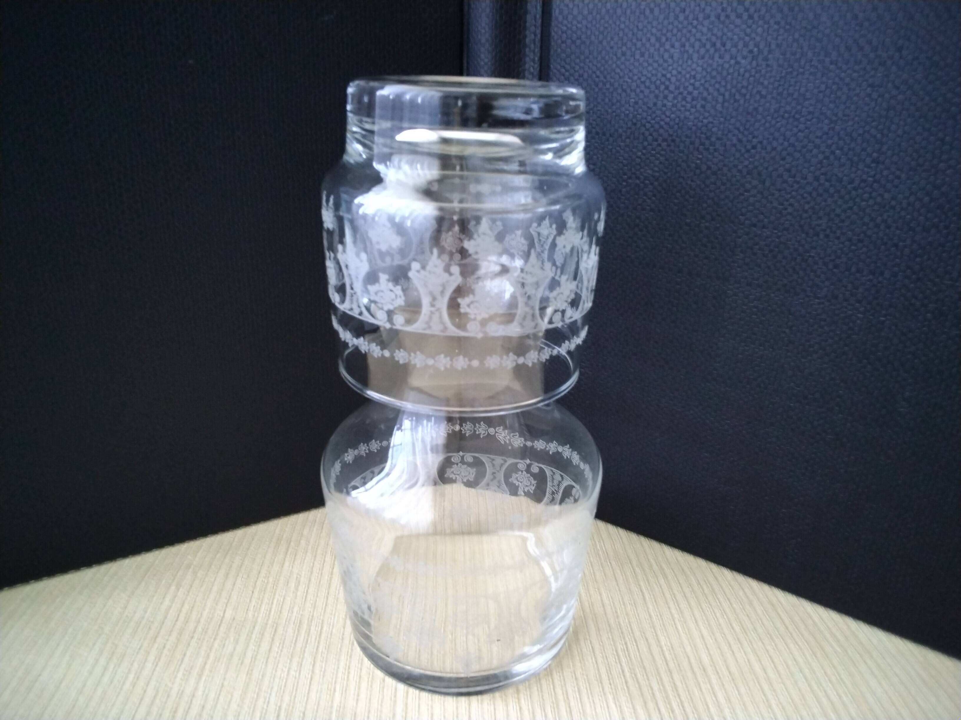 Glass night server with screen-printed decor