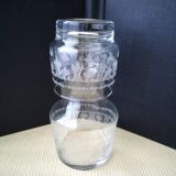 Glass night server with screen-printed decor