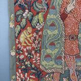 Medieval-style wall tapestry, courtly scene, 20th century