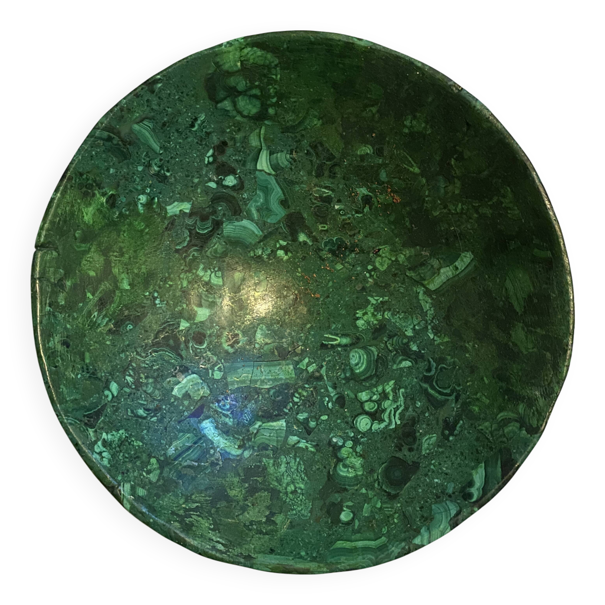 Small salad bowl in genuine malachite