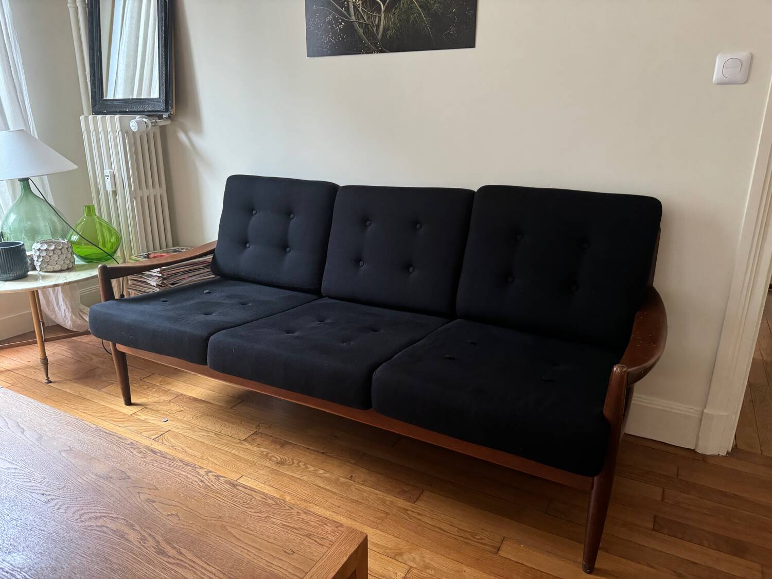 Vintage Scandinavian three-seater sofa