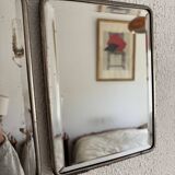 Miroir vintage 1930 triptyque barbier cristal biseauté- 25 x 58 cm