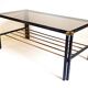 Magazine holder coffee table 1960s smoked glass, metal and brass Width 94.2 cm