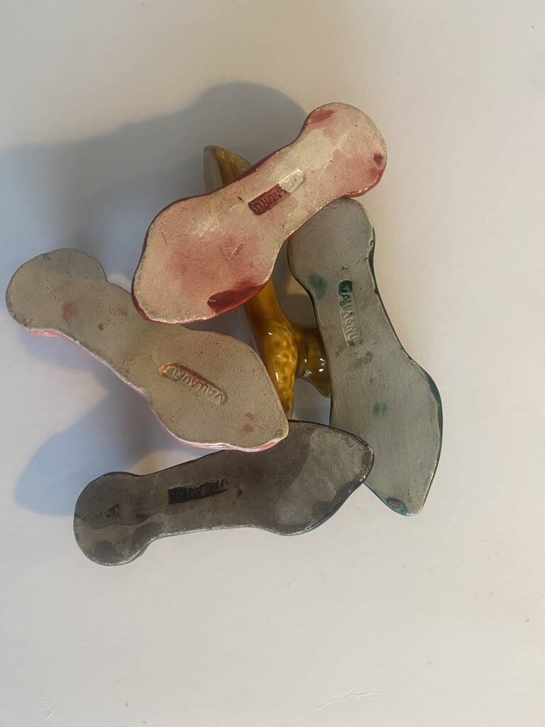 8 Knife holders "the poodles" Vallauris - Earthenware - 10x4cm