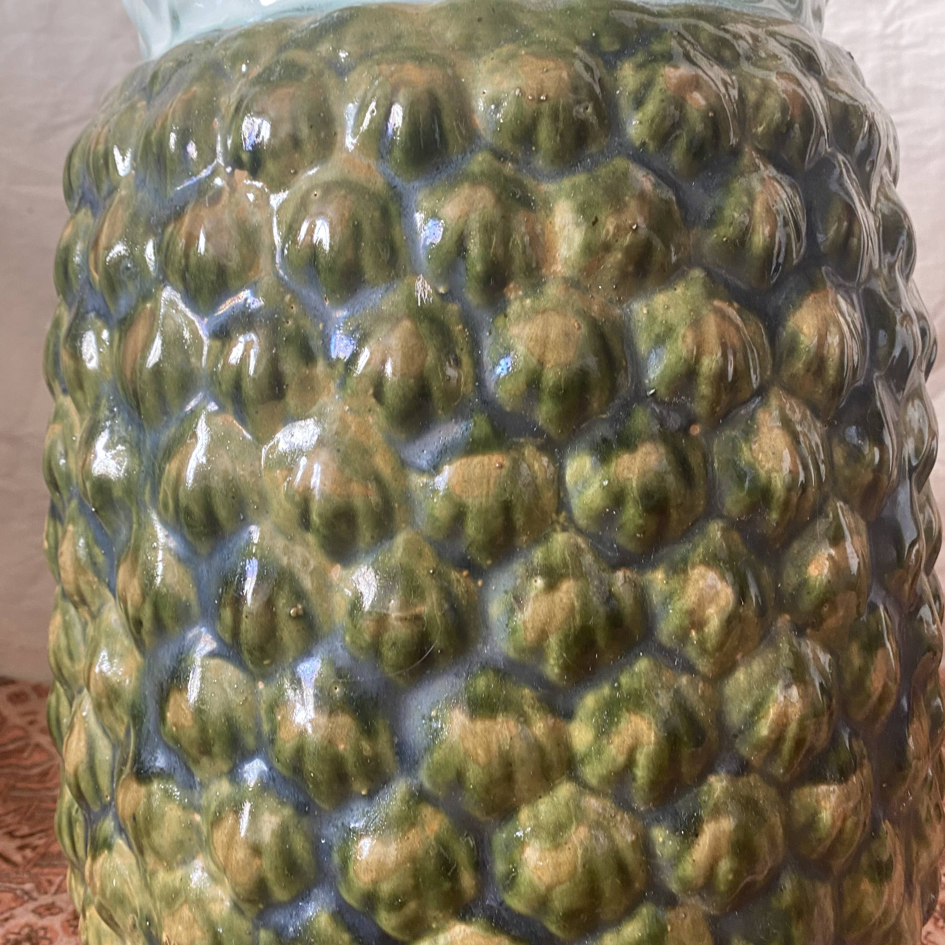 Large vintage ceramic pineapple, side table, bedside table.