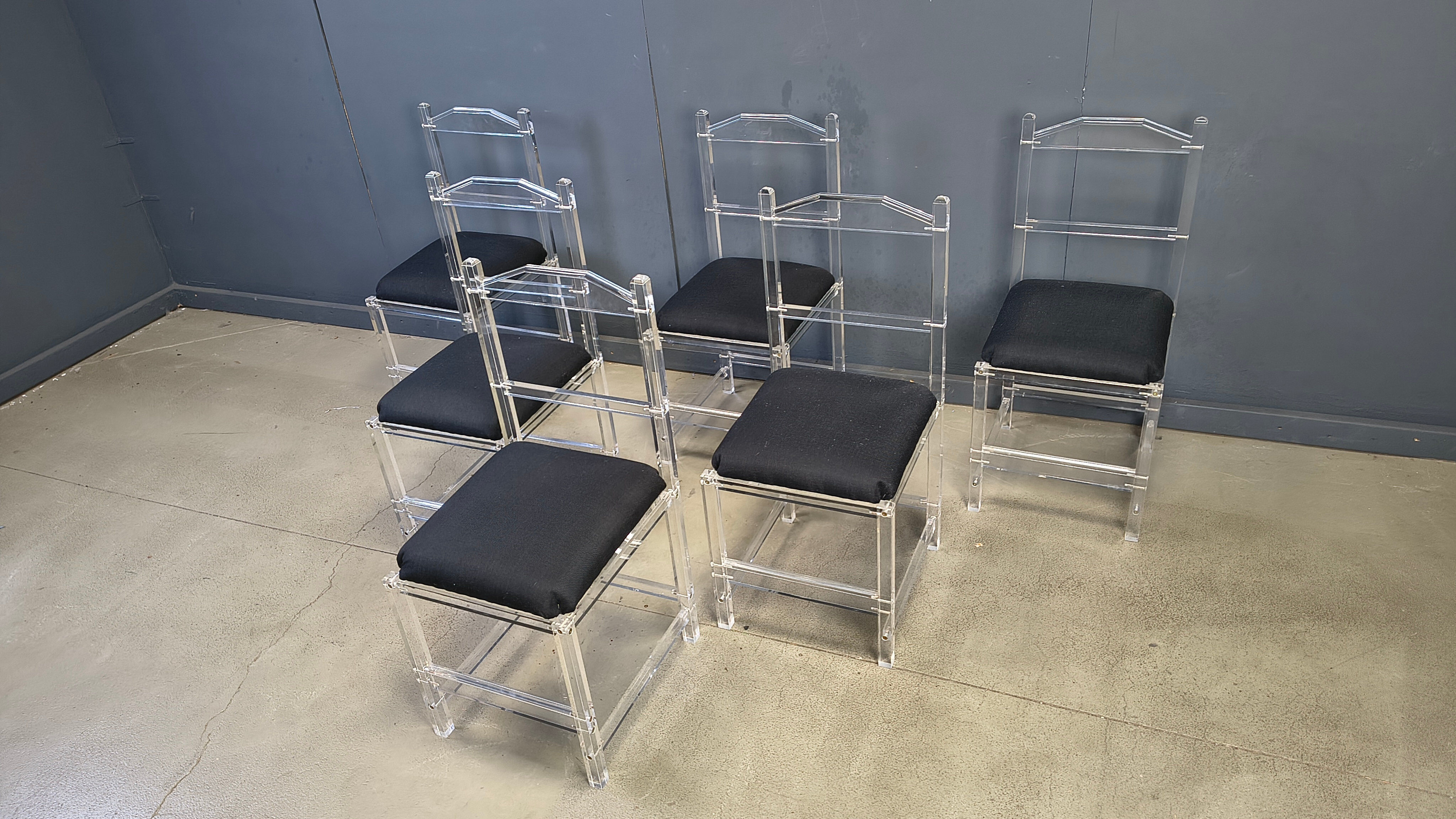 Lucite or plexi dining chairs, 1970s - set of 6