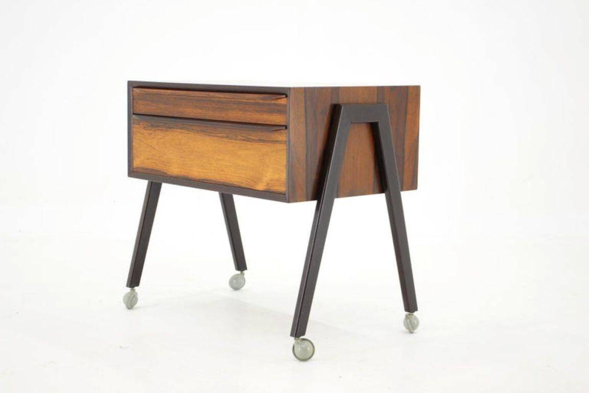 Mid-Century Danish Modern Palisander Sewing Cabinet on Wheels, 1960s