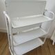 Vintage folding dessert trolley on wheels, 3 white shelves