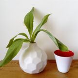 white ceramic faceted design vase