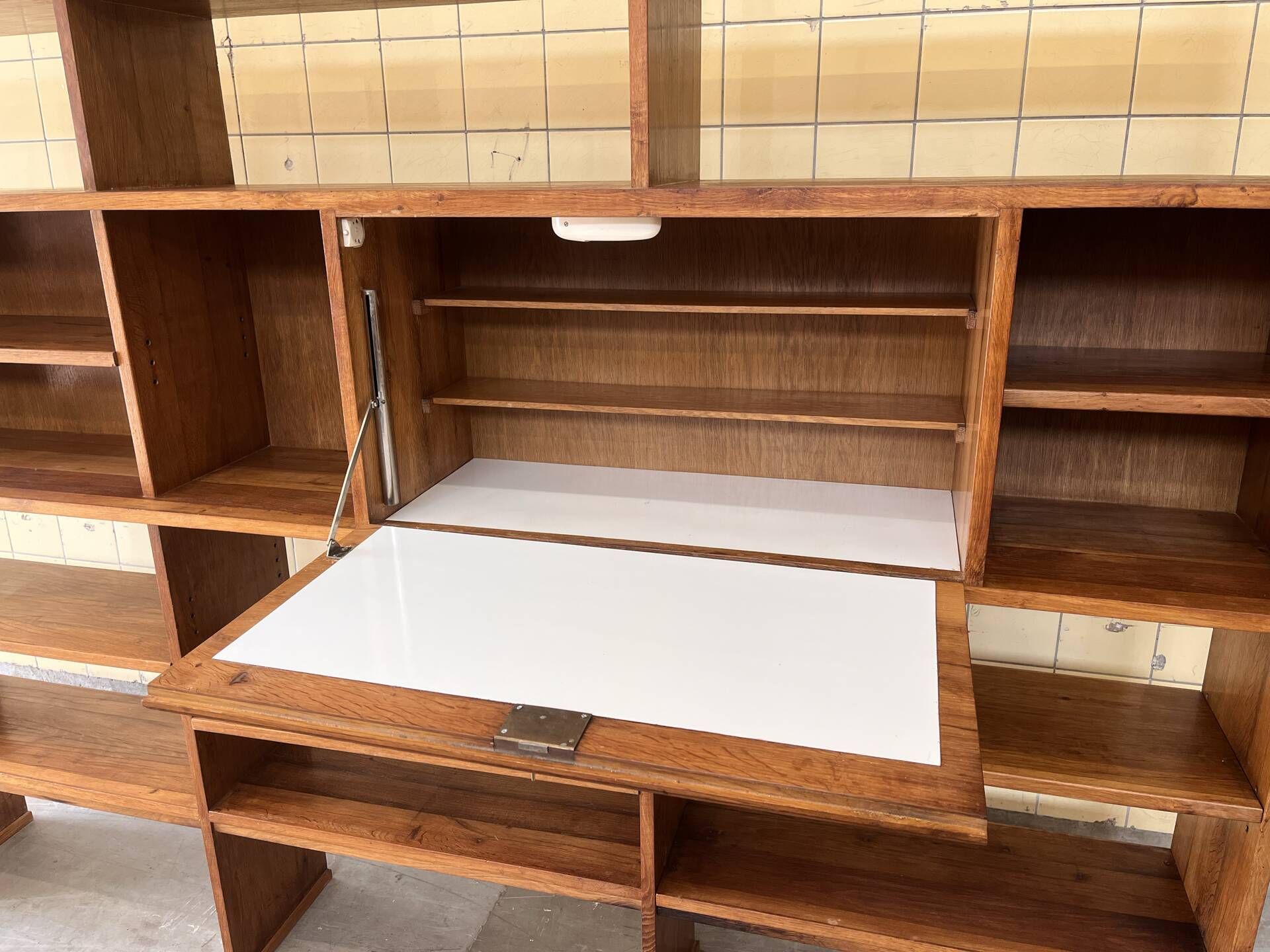 Vintage elm wood wall unit