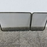 Fireplace screen with 2 panels in gilded brass and expanded metal, 1970s.