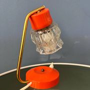 Lampe de bureau orange avec abat-jour en cristal transparent