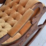 1960s, Scandinavian rocking chair, furniture velour, dark beech wood.