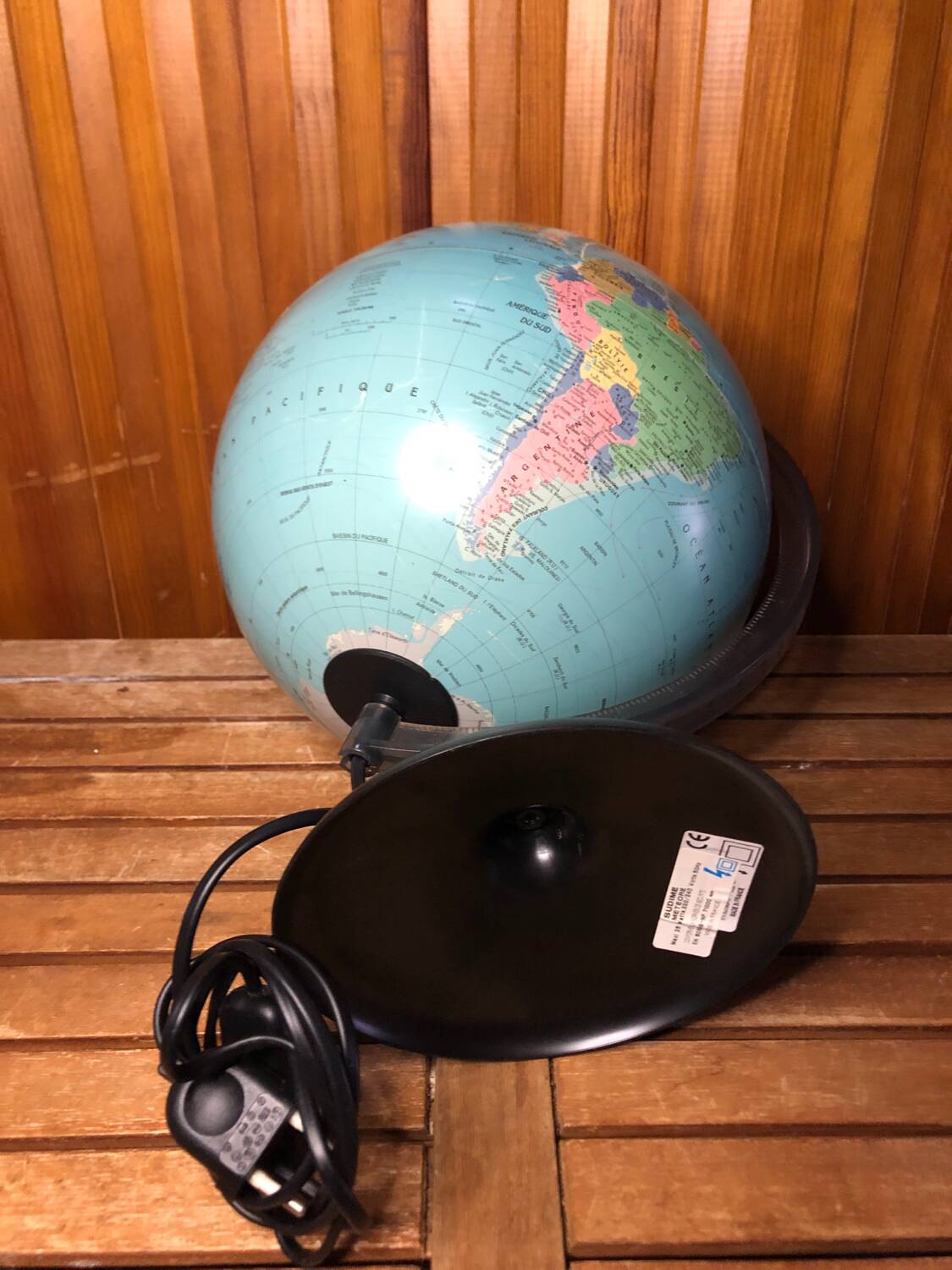 Old world map terrestrial globe sudime météore made in france vintage