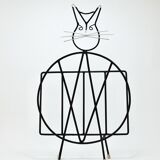 Mid-century cat-shaped magazine or record holder, iron, Italy, 1950s.