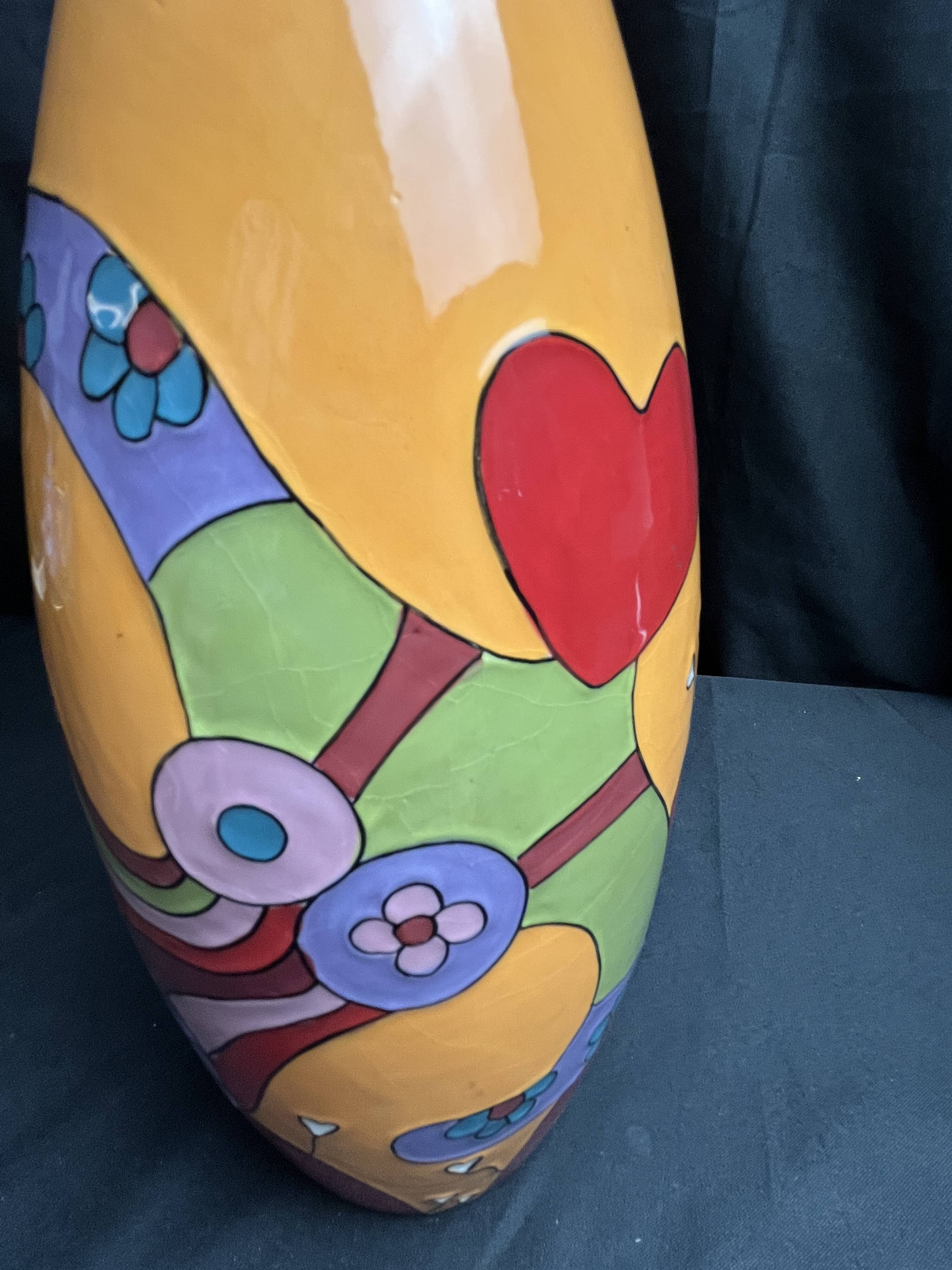 Vintage vase the Lady of Hearts hand-painted 20th century