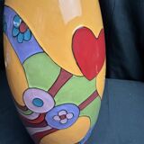 Vintage vase the Lady of Hearts hand-painted 20th century