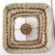 Orange ceramic lamp with vintage wool lampshade from the 70s