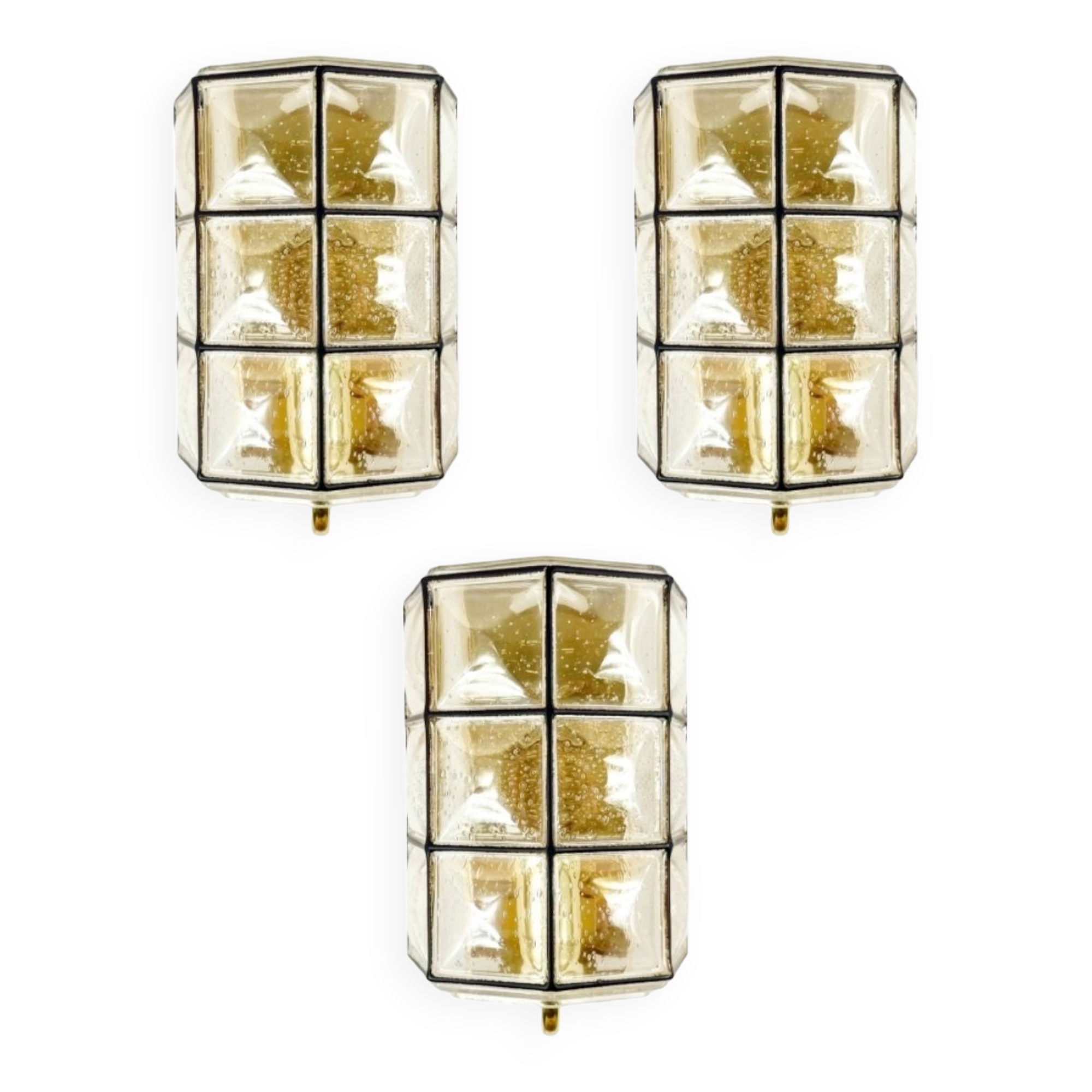 Mid-Century Bubble Glass & Iron Wall Lights from Limburg, Germany, 1960s