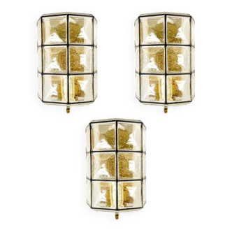 Mid-Century Bubble Glass & Iron Wall Lights from Limburg, Germany, 1960s