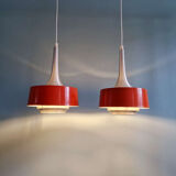 Pair of Scandinavian brushed aluminium pendants, Philips, 1960s