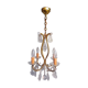 Antique cage chandelier with 4 lights and crystal pendants.