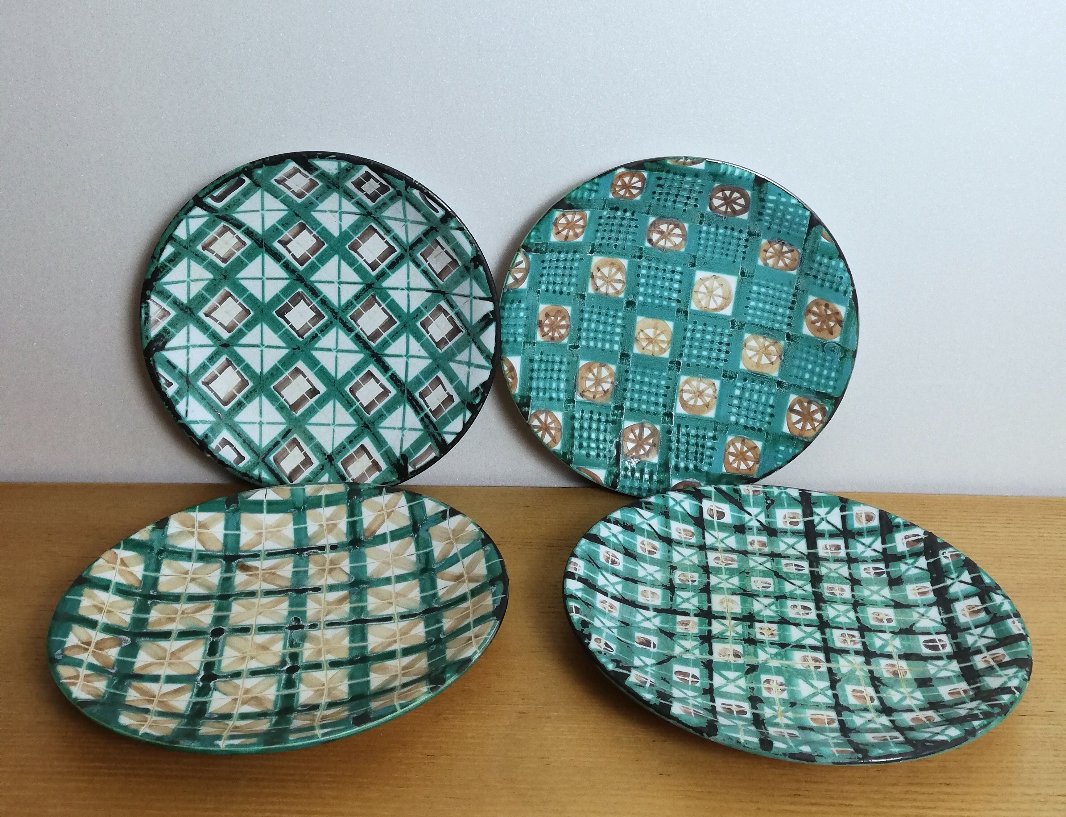 Series of 4 flat plates Robert Picault Vallauris