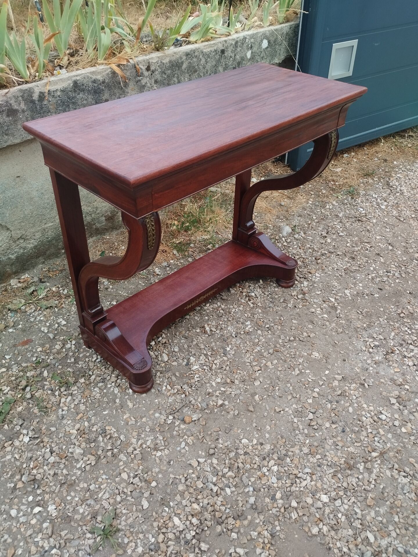 Console ancienne style louis xvi plateau bois