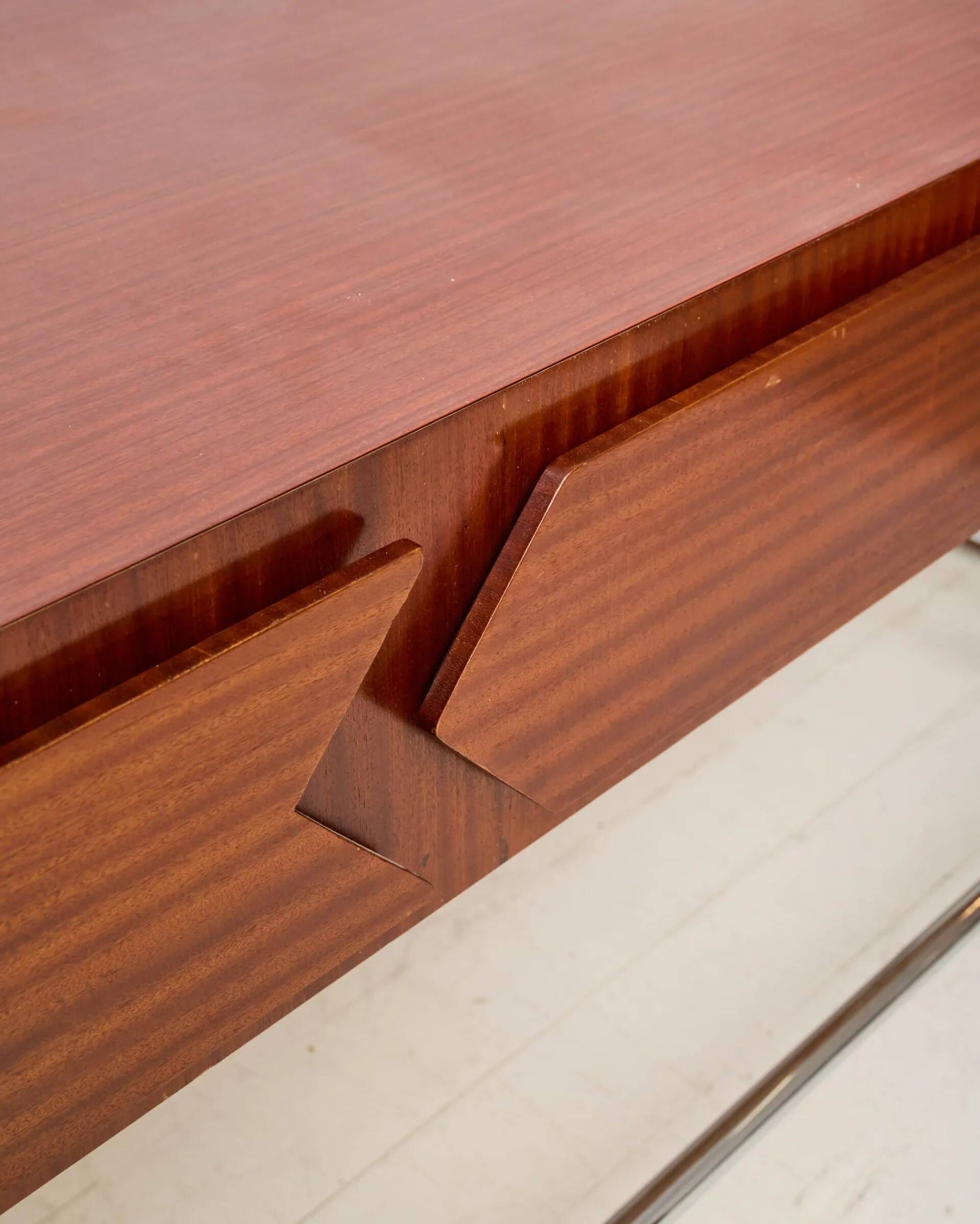 Mahogany and chrome metal desk, Italian manufacture, Italy, 1960s