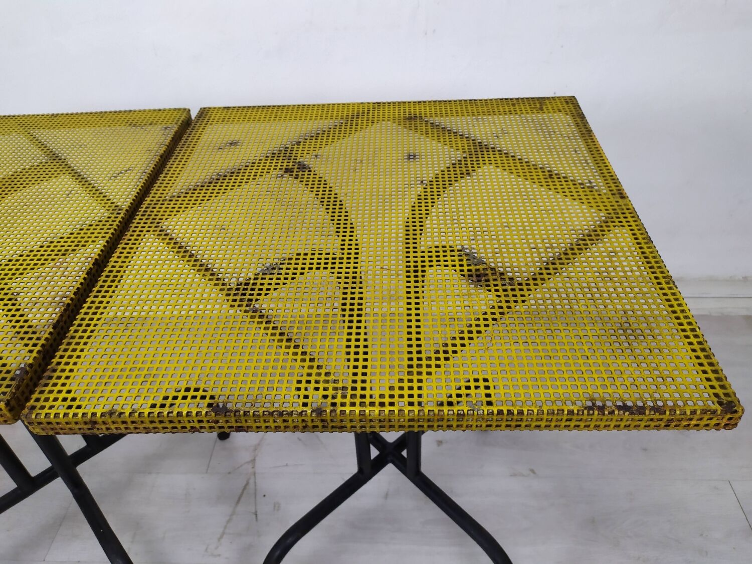 Vintage perforated metal bistro table