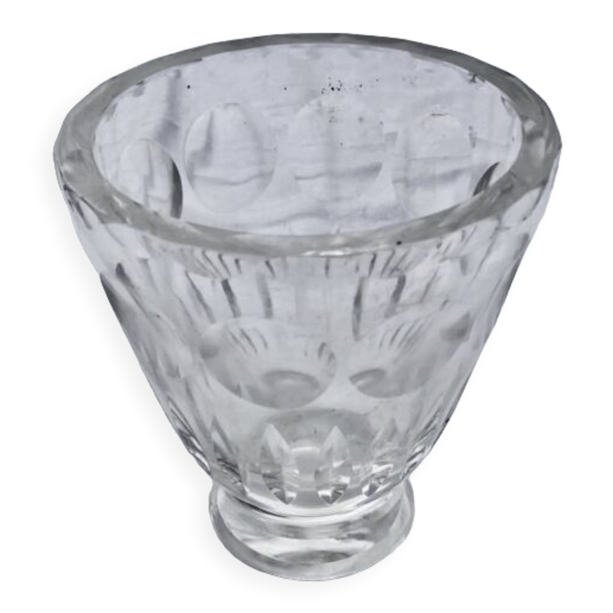 Antique crystal vase signed daum + cross of lorraine and france art deco