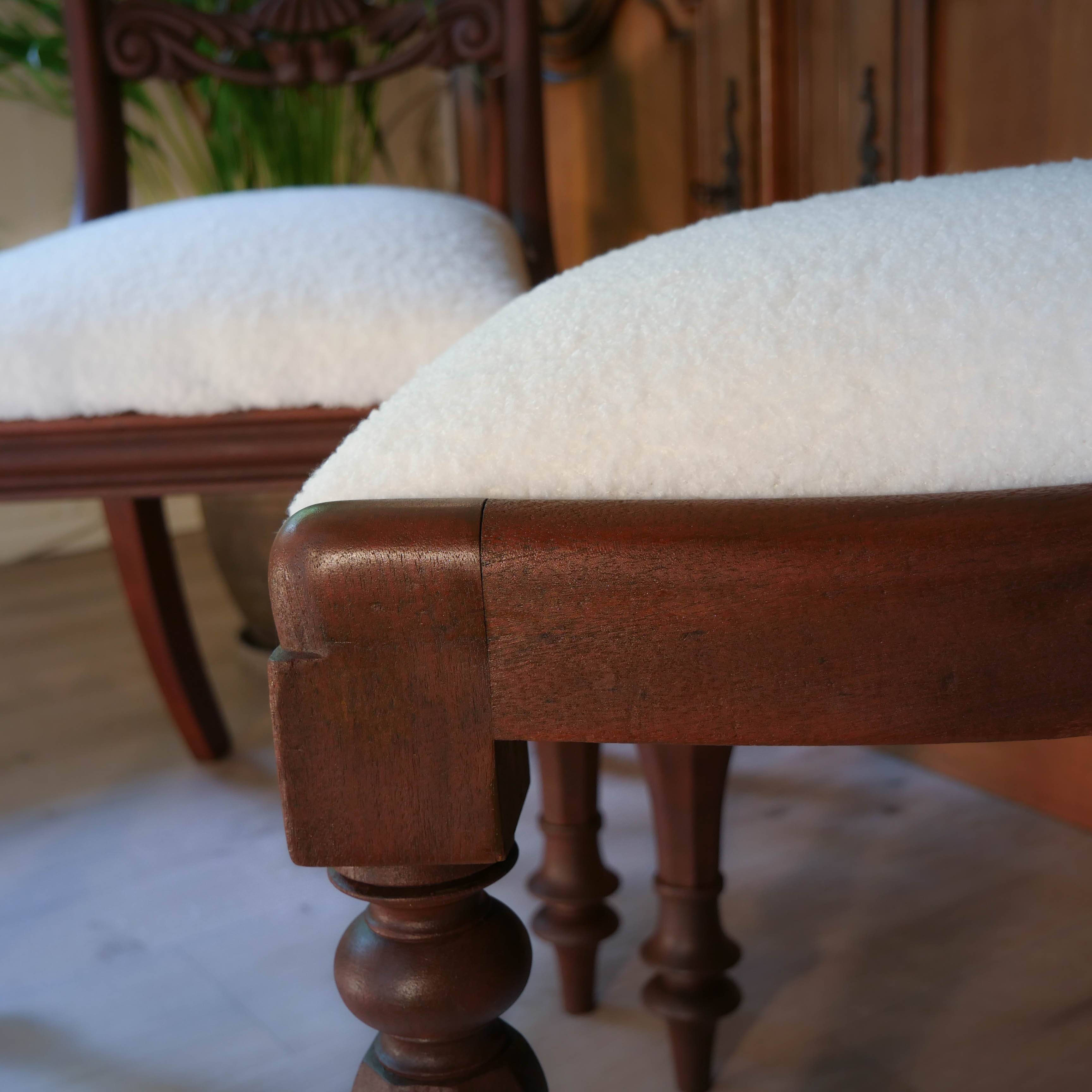 Pair of English Regency style chairs, white terry fabric