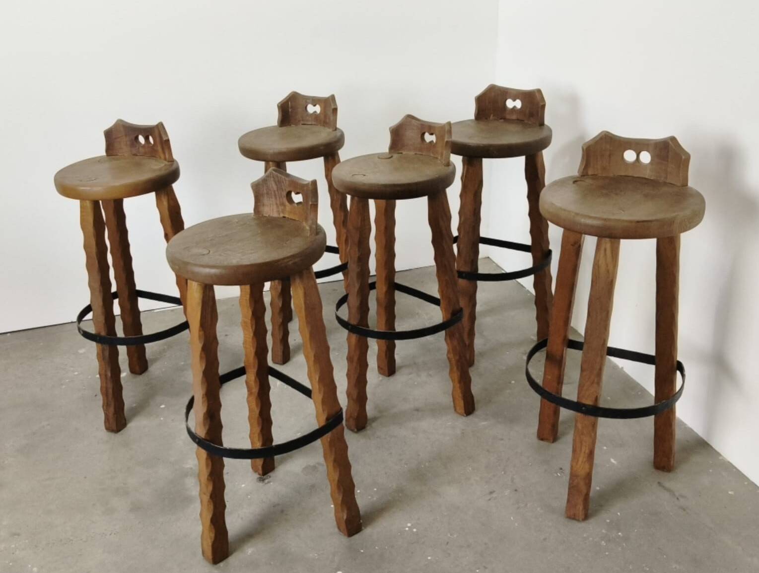 Brutalist oak Barstools