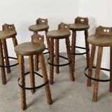 Brutalist oak Barstools