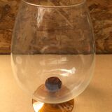 Ancien vase sur pied empoli verre pied orange vintage