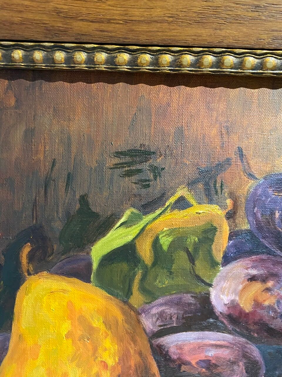 Still life with quetsches and pears signed and dated 1935